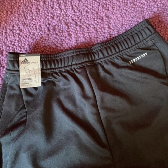 NWT Adidas soccer track training joggers skinny pants unisex black on black XS - Picture 4 of 10